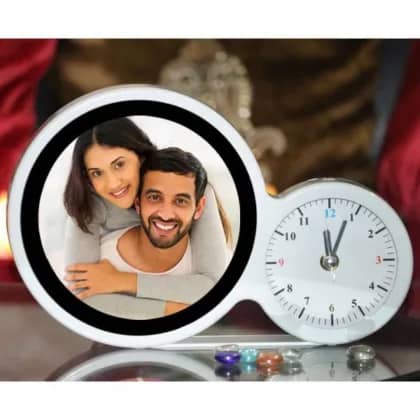 magic mirror photo frame with clock